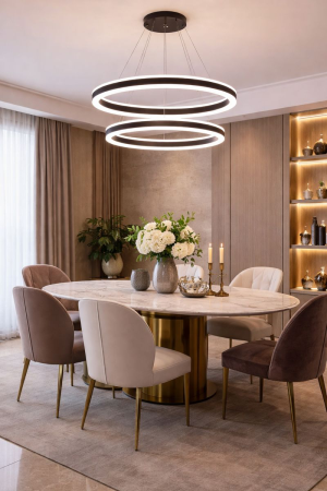 Lustră LED dimabilă 150W cu telecomandă, 9000 lm, iluminat interior, maro [0]