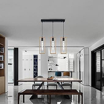 Lustre - Lustra lemn 3 pendule E27 suport liniar
