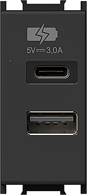 TEM - GAMA MODUL - Modul Incarcator USB 5V 3,0A 1 negru