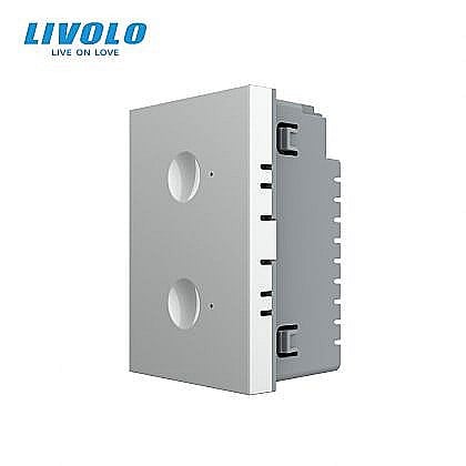 Intrerupatoare modulare Livolo - Modul intrerupator dublu tactil, control telecomanda RF, cap scara / cap cruce, standard italian, 3M gri