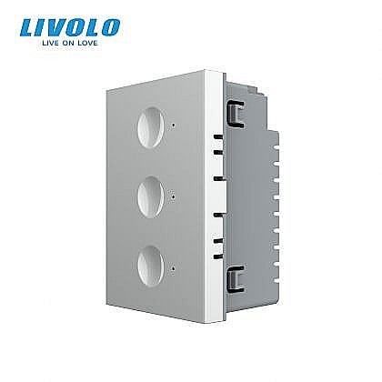 Intrerupatoare modulare Livolo - Modul intrerupator triplu tactil, control telecomanda RF, cap scara / cap cruce, standard italian, 3M gri