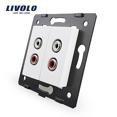 Module - Modul Priză dublă audio, 2xRCA alb