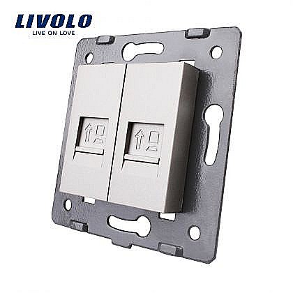 Livolo - Modul Priză dublă reţea calculator, 2xRJ45 gri