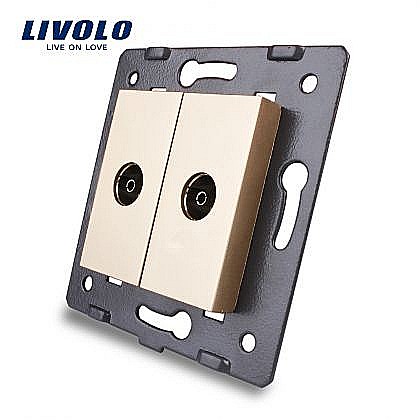 Livolo - Modul Priză dublă TV, 2xTV auriu