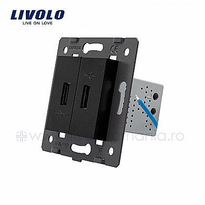 Livolo - Modul Priză dublă USB negru