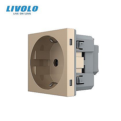 Prize - Modul priza Schuko simpla, borne fara surub - quickscrew auriu