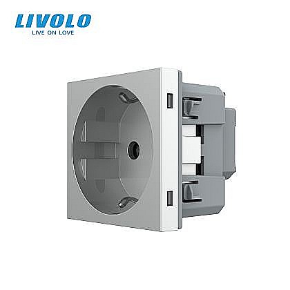 Prize - Modul priza Schuko simpla, borne fara surub - quickscrew gri