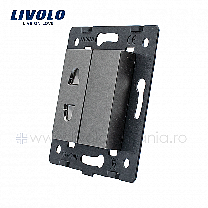 Livolo - Modul Priză Simplă Neagră alb
