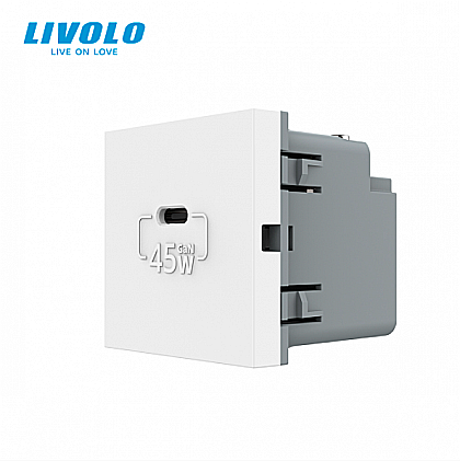 Prize - Modul priza simpla USB tip C alb