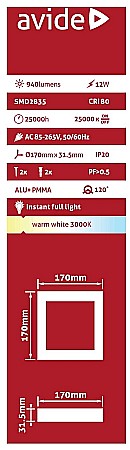 Panel LED ALU 12W 145x145 3000K [1]