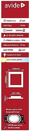 Panel LED ALU 12W 166x166 lumina calda [1]