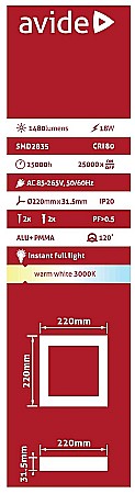 Panel LED ALU 18W 220x220 3000K [1]