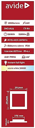 Panel LED ALU 24W 291x291 lumina calda [1]