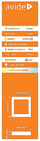 Panel LED ALU 24W 300x300 4000K [1]