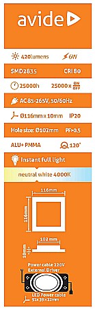 Panel LED ALU 6W 116x116 lumina neutra [1]