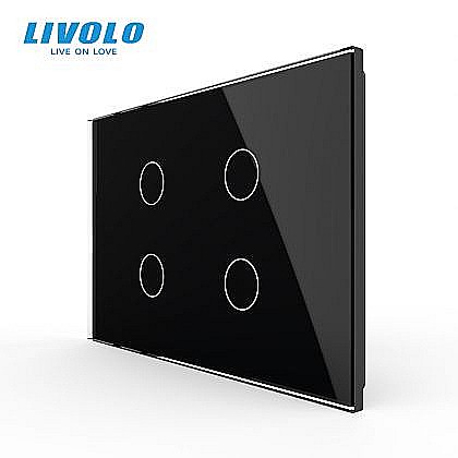 Intrerupatoare modulare Livolo - Panou cvadruplu de sticla, standard italian, 3M negru