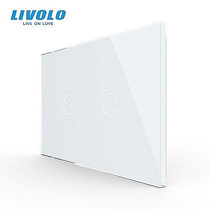 Intrerupatoare modulare Livolo - Panou dublu de sticla, standard italian, 3M alb