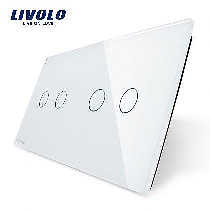 Livolo - Panou întrerupător dublu + dublu alb