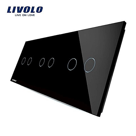 Livolo - Panou întrerupător dublu + dublu + dublu negru