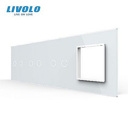 Intrerupatoare tactile - Panou intrerupator dublu + dublu + dublu + priza alb