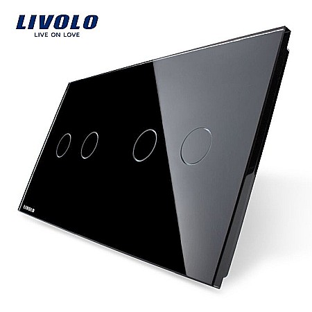 Livolo - Panou întrerupător dublu + dublu negru