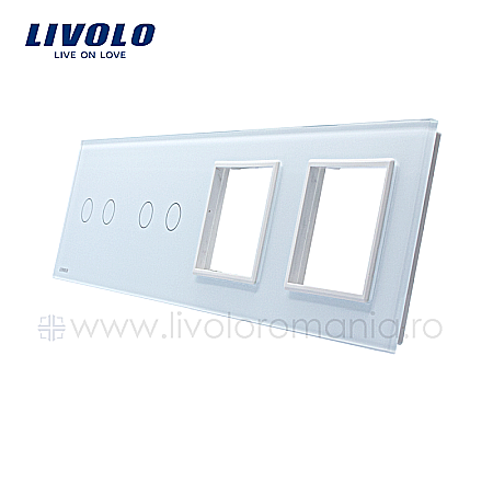 Livolo - Panou intrerupator dublu + dublu + Priza dubla alb