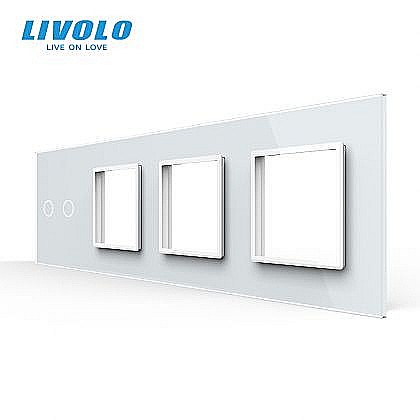 Livolo - Panou intrerupator dublu + priza + priza + priza alb