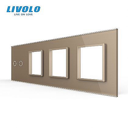 Livolo - Panou intrerupator dublu + priza + priza + priza auriu