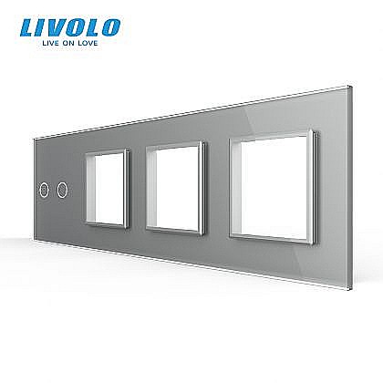 Livolo - Panou intrerupator dublu + priza + priza + priza gri