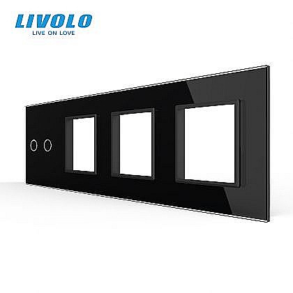 Livolo - Panou intrerupator dublu + priza + priza + priza negru