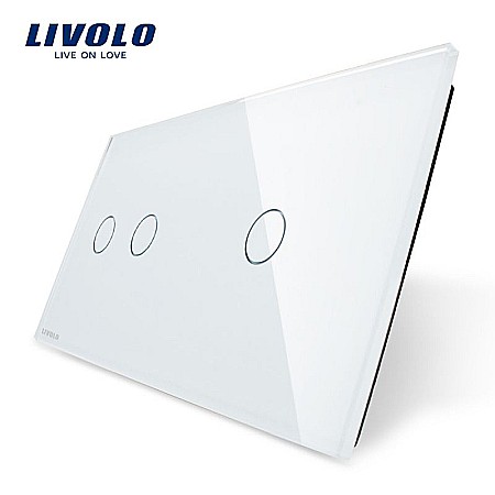 Livolo - Panou întrerupător dublu + simplu alb
