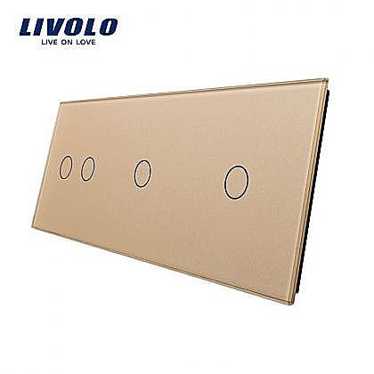 Intrerupatoare tactile - Panou întrerupător dublu + simplu + simplu auriu