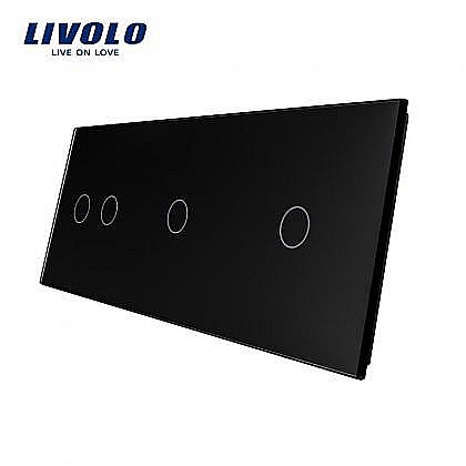 Intrerupatoare tactile - Panou întrerupător dublu + simplu + simplu negru