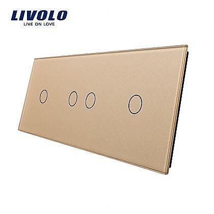 Livolo - Panou întrerupător simplu + dublu + simplu auriu