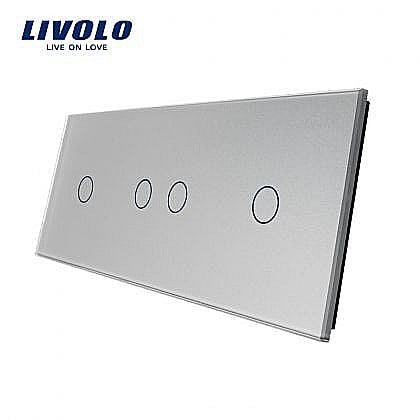 Livolo - Panou întrerupător simplu + dublu + simplu gri