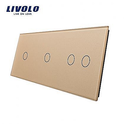 Livolo - Panou întrerupător simplu + simplu + dublu auriu
