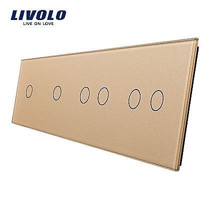 Livolo - Panou întrerupător simplu + simplu + dublu + dublu auriu