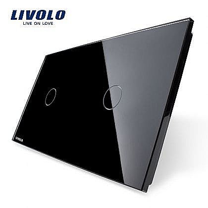 Livolo - Panou întrerupător simplu + simplu negru