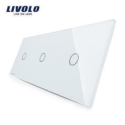 Livolo - Panou întrerupător simplu + simplu + simplu alb
