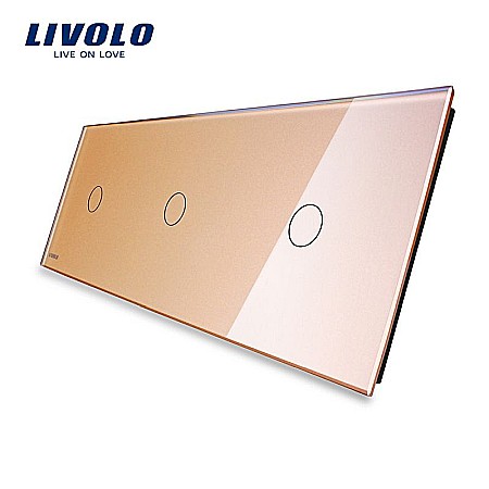 Livolo - Panou întrerupător simplu + simplu + simplu auriu