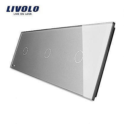 Livolo - Panou întrerupător simplu + simplu + simplu gri