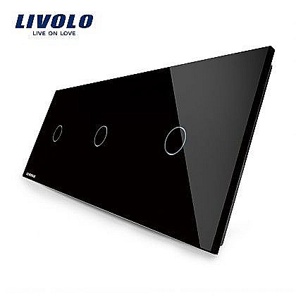 Livolo - Panou întrerupător simplu + simplu + simplu negru