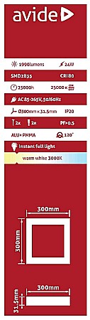 Plafoniera LED ALU 24W 300x300 3000K [1]