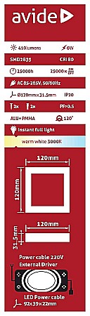 Plafoniera LED ALU 6W 120x120 3000K [1]