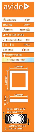 Plafoniera LED ALU 6W 120x120 4000K [1]