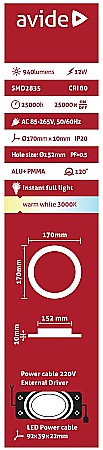 Plafoniera LED Panel ALU 12W Ø170 3000K [7]