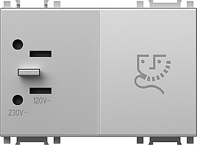 TEM - GAMA MODUL - Priza barberit 3M argintiu TEM