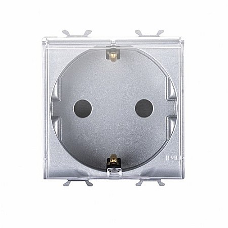 Gewiss Chorus - Priza cu capac DE 16A 2P+T 2 module CH/Gri Titan