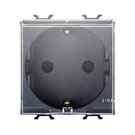 Gewiss Chorus - Priza cu capac DE 16A 2P+T 2 module CH/Negru Satin