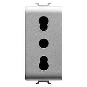 Gewiss Chorus - Priza cu Protectie Copii IT 250V 16A 2P+T bivalenta 1 modul CH/Gri Titan